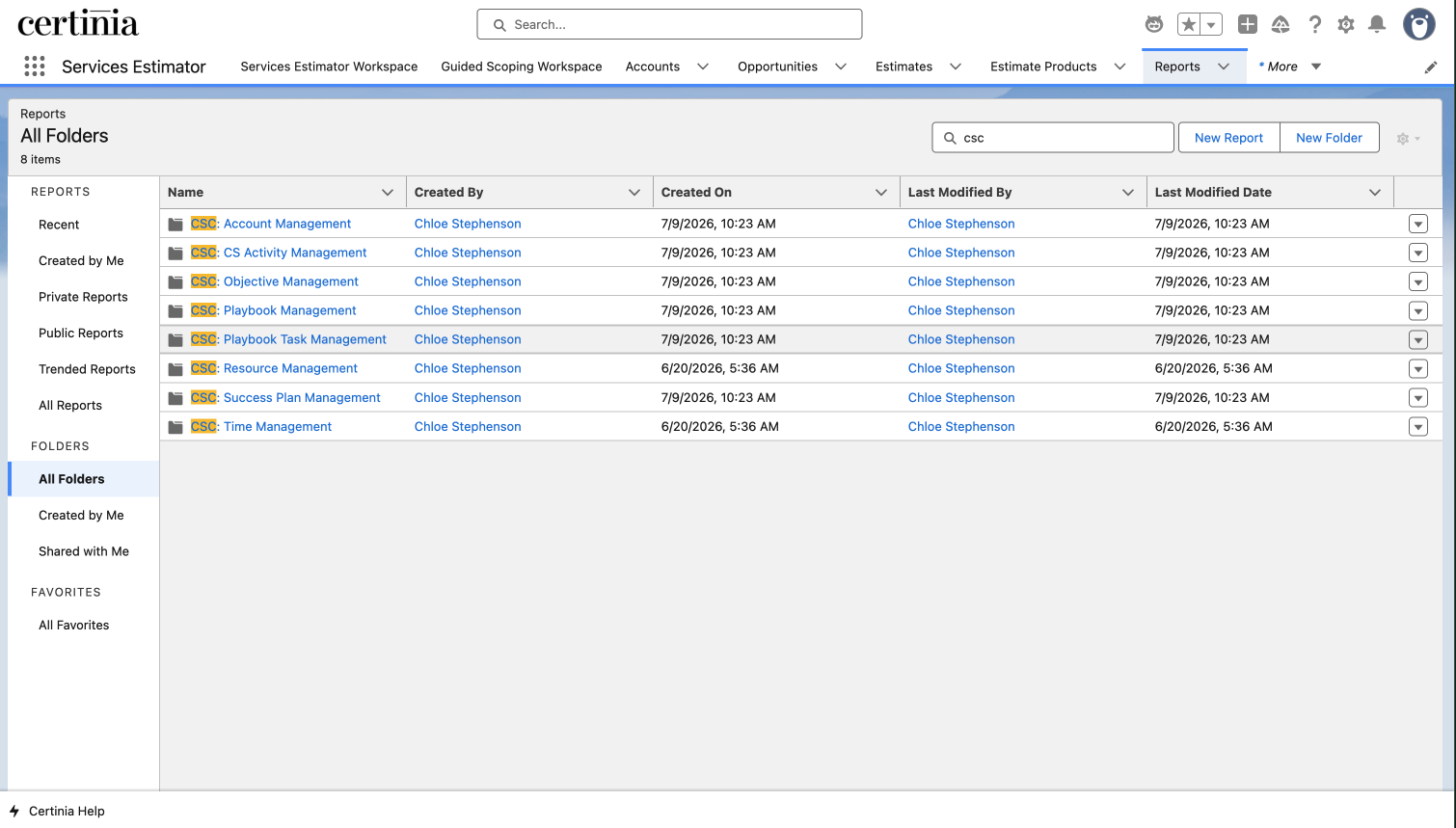 Packaged CS Reports