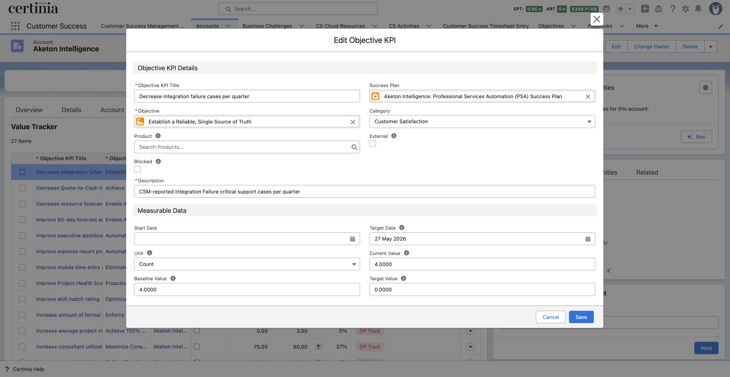 Updating Objective KPIs