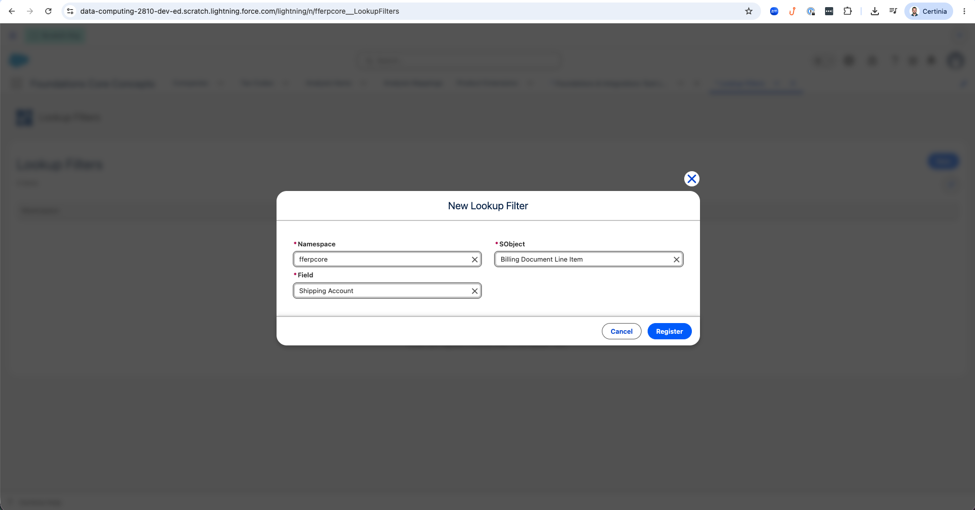 Registering a New Lookup Filter Configuration Item in Foundations